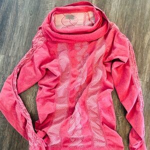 Athleta Bold Pink Cowl Neck Sweater
